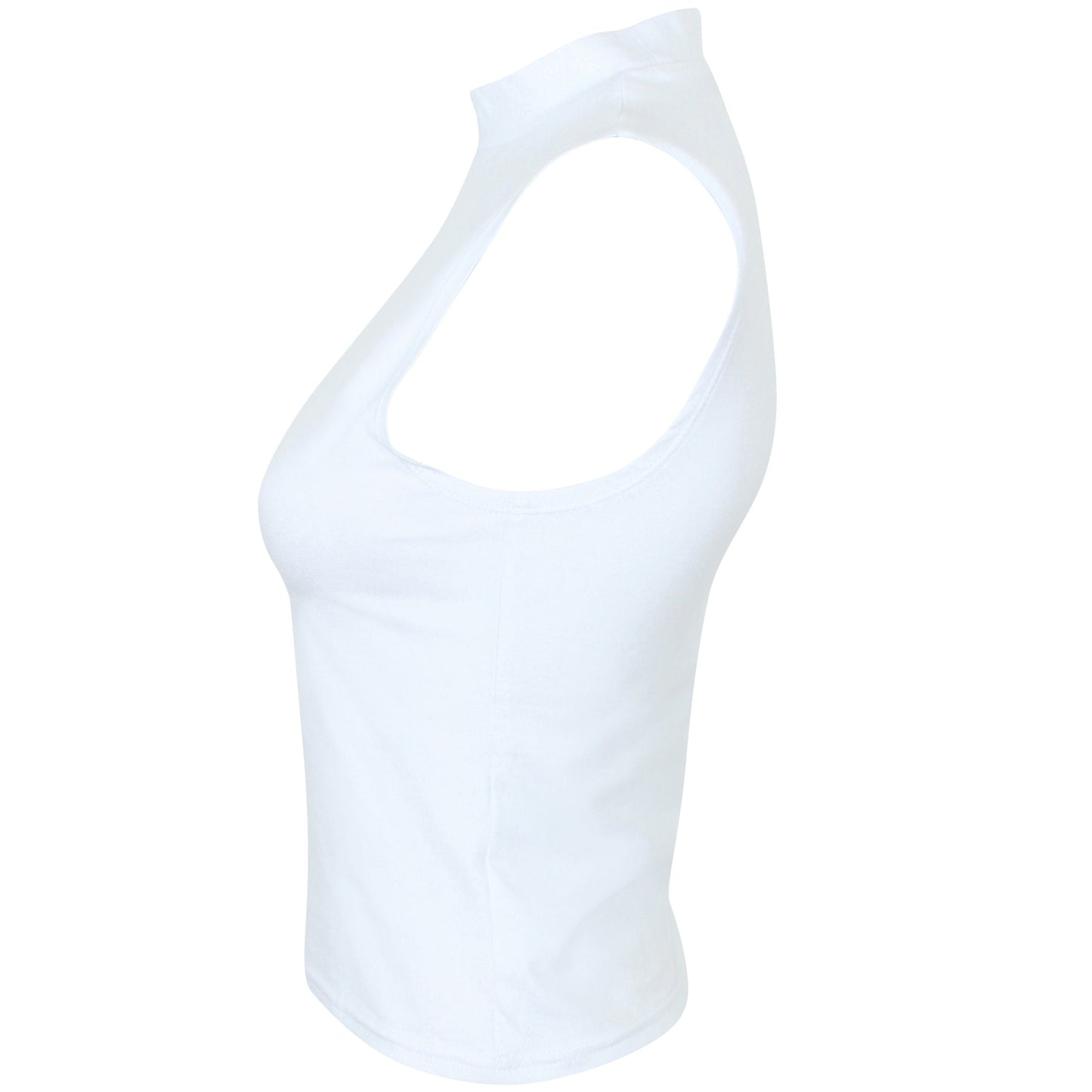 Sf Women's High Neck Crop Vest Soft-Stretch Jersey Fashion Top Vegan Certified