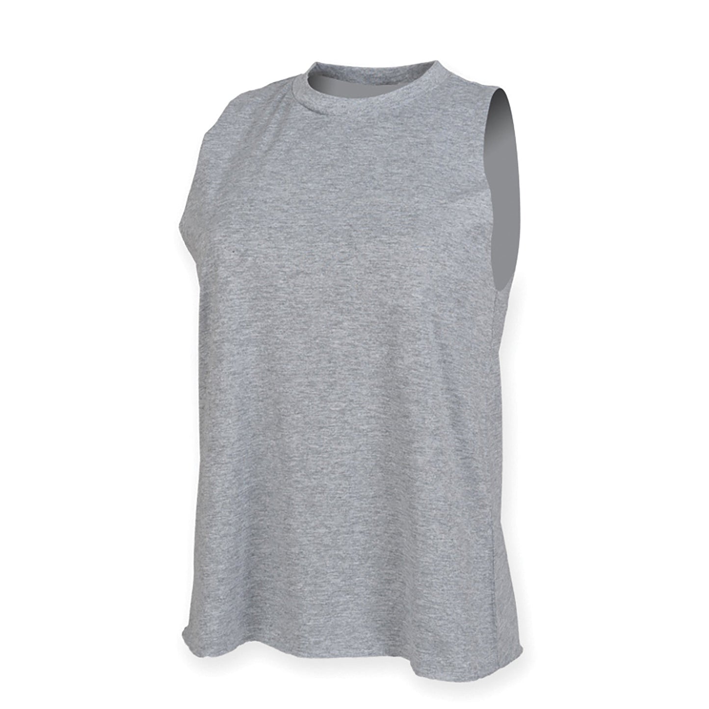 Sf High Neck Vest Stretchy Ribbed Crew Neck Raw Edge Armholes Vegan Certified