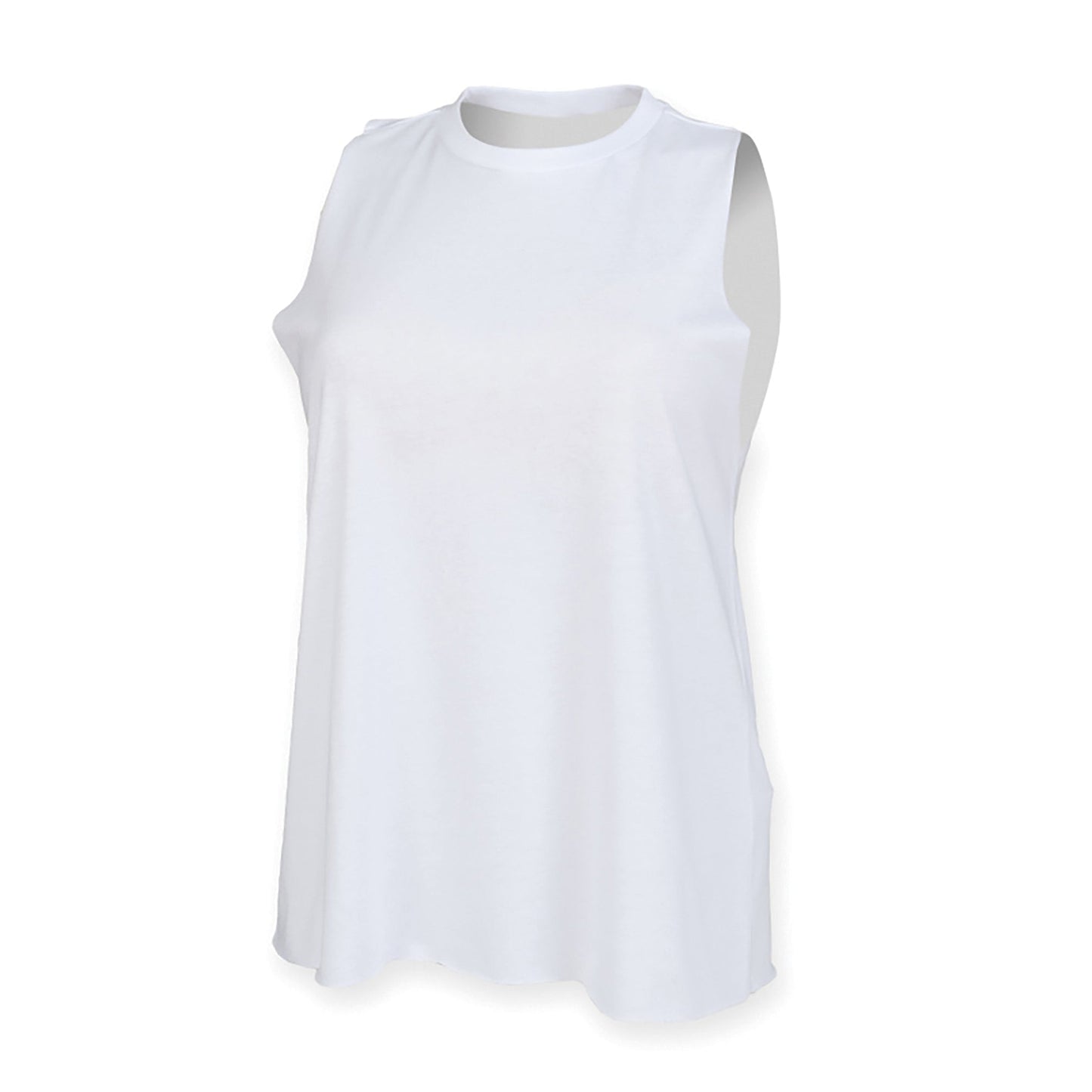 Sf High Neck Vest Stretchy Ribbed Crew Neck Raw Edge Armholes Vegan Certified