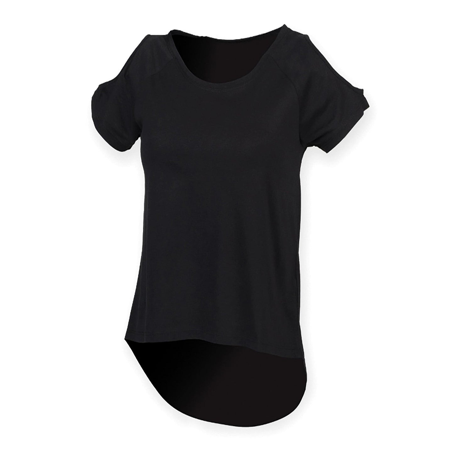 Sf T-Shirt with Cut-Out Shoulders and Drop Tail Hem, Relaxed Fit, Vegan