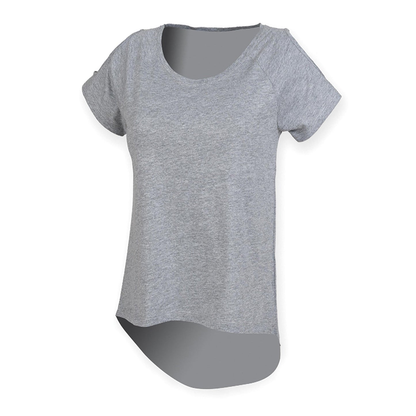 Sf T-Shirt with Cut-Out Shoulders and Drop Tail Hem, Relaxed Fit, Vegan