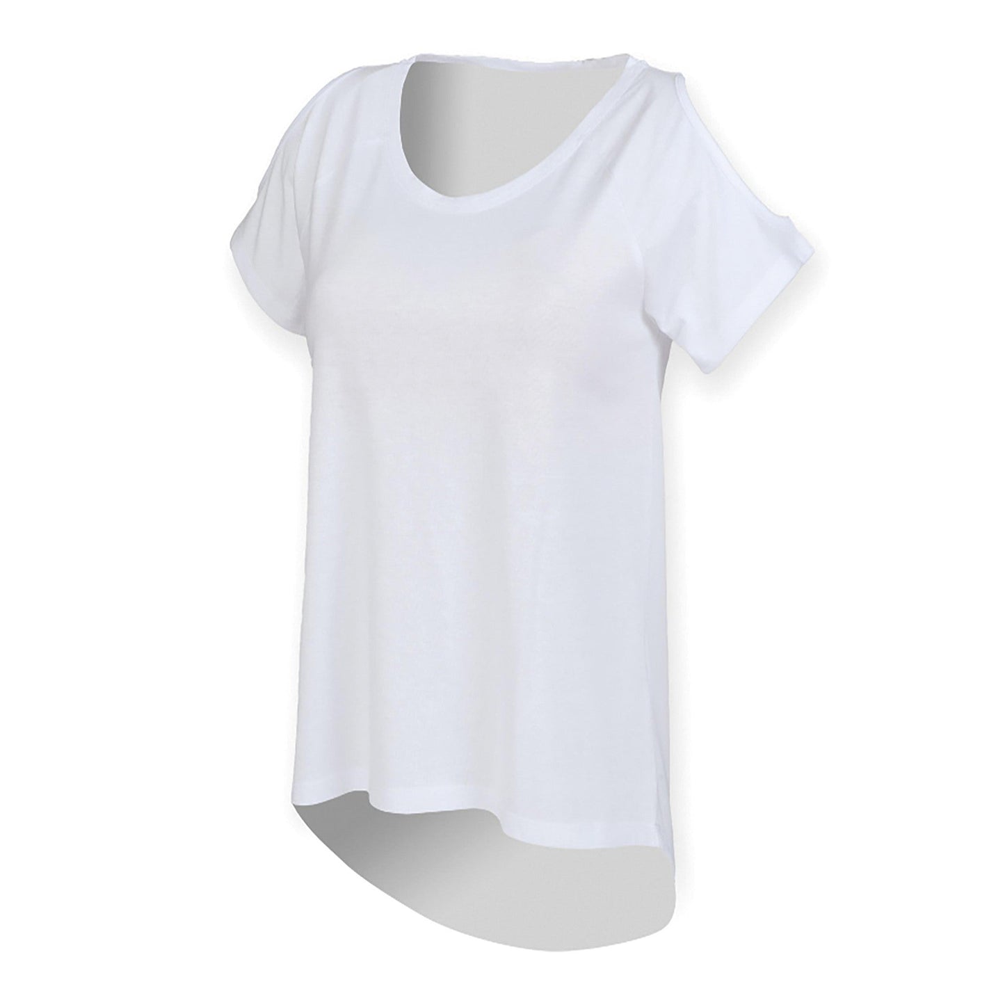 Sf T-Shirt with Cut-Out Shoulders and Drop Tail Hem, Relaxed Fit, Vegan