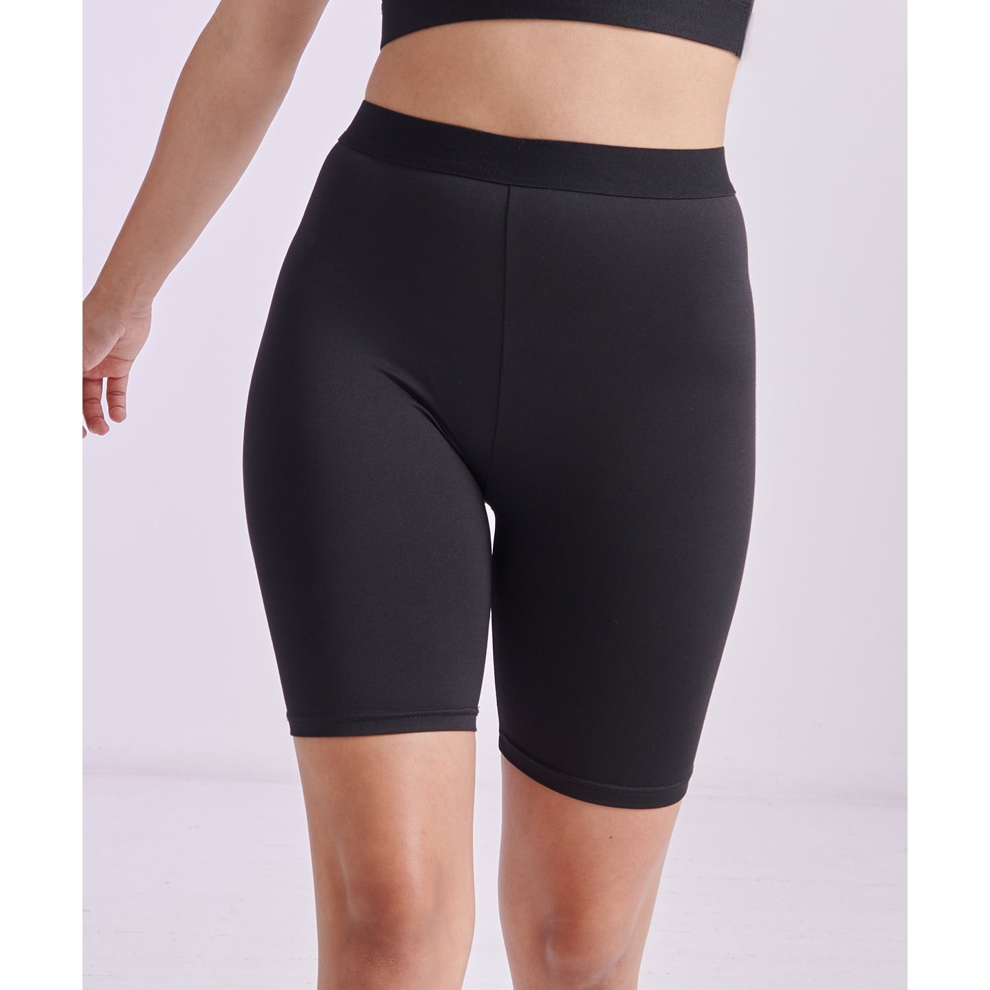 Sf Women's Cycling Shorts Soft Elastic Band Non-Transparent Stretch Fabric