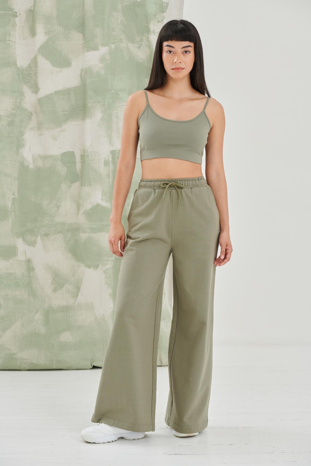 SF Women's Sustainable Wide Leg Joggers Eco-Friendly Cotton Blend Pants