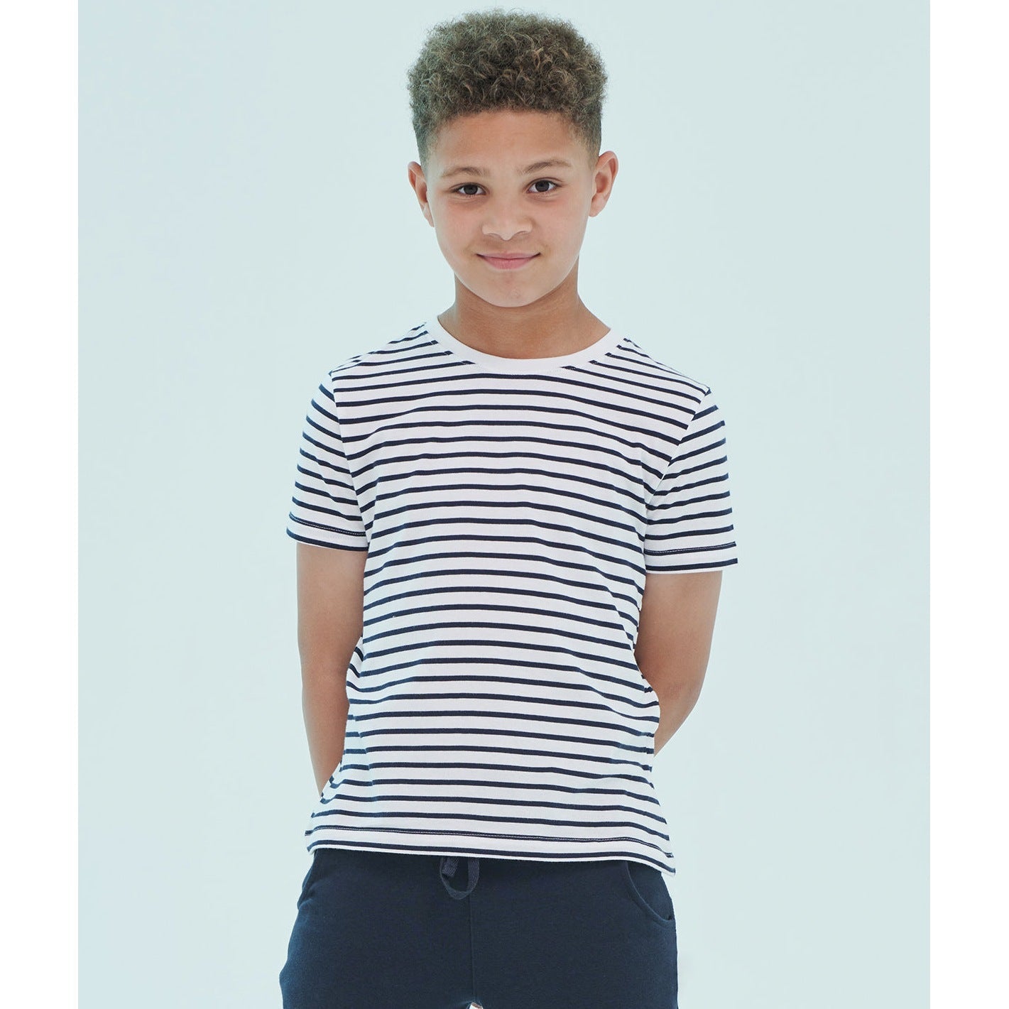 Sf Minni Kids Striped T-Shirt Unisex Cotton Jersey Regular Fit Size 5-12