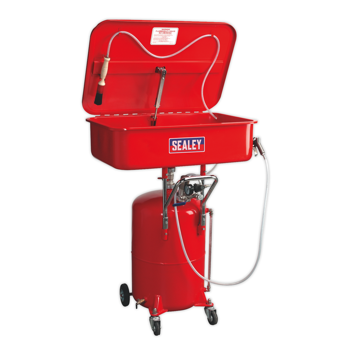 Sealey Mobile Air Operated Parts Cleaning Tank 65L with Reservoir & Accessories