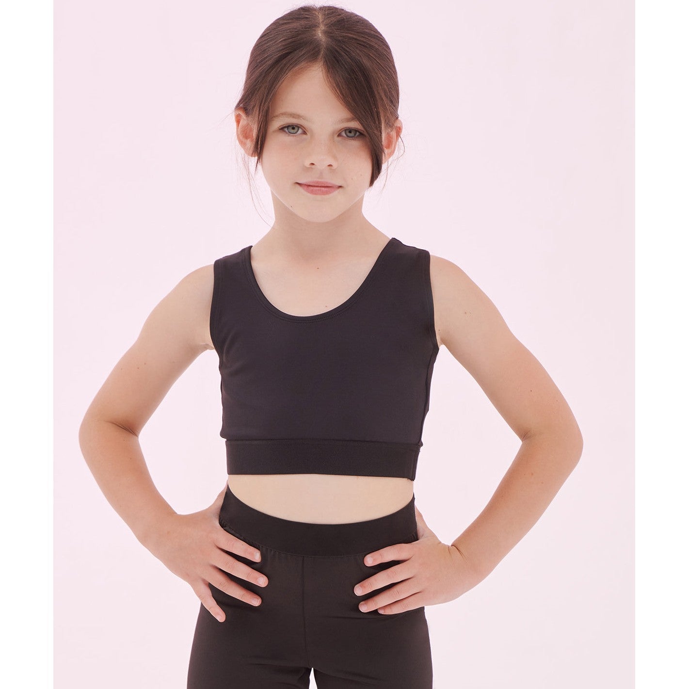 Sf Minni Kids Fashion Crop Top Soft Elastic Band Sublimation Printing Sizes 5-12