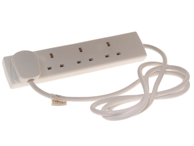SMJ 4-Way Extension Lead 240V 13A 2m Indoor Power Socket UK Plug