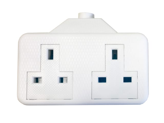 SMJ 13A White Trailing Extension Socket 2-Gang with Cable Clamp BS 1363/A