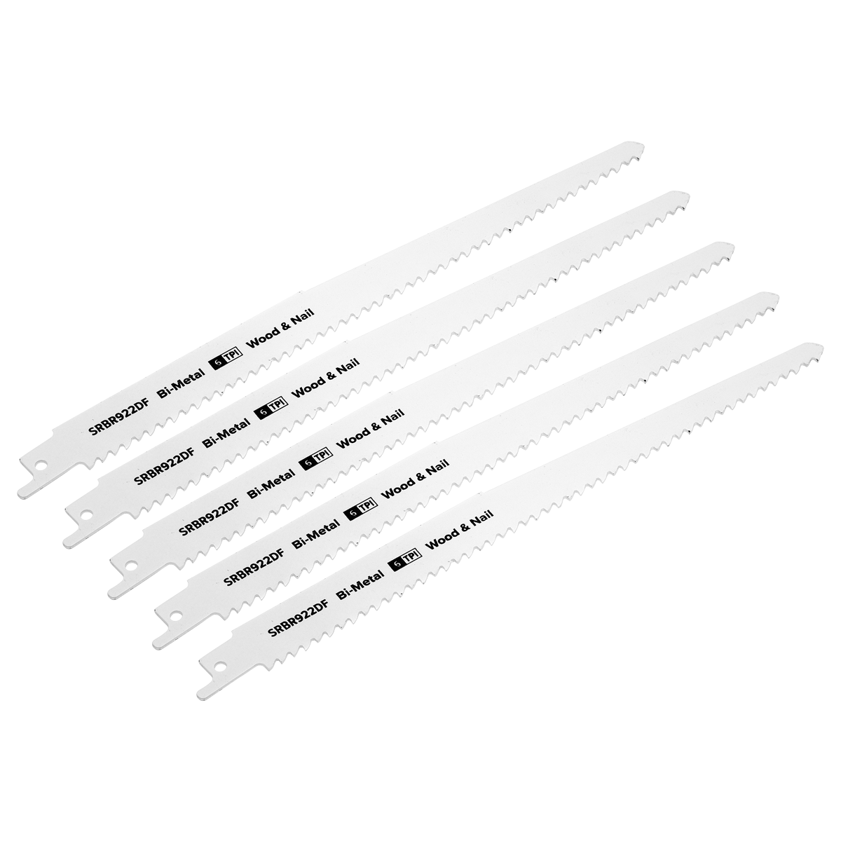 Sealey 230mm Bi-Metal Reciprocating Saw Blades for Wood & Nails - Pack of 5