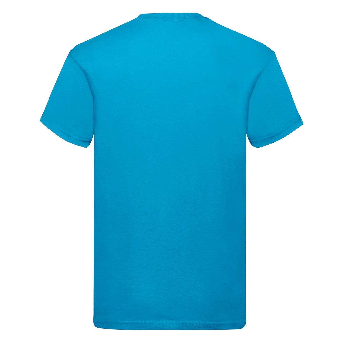 Fruit Of The Loom Original T-Shirt Azure Blue Rib Crew Neck 100% Cotton