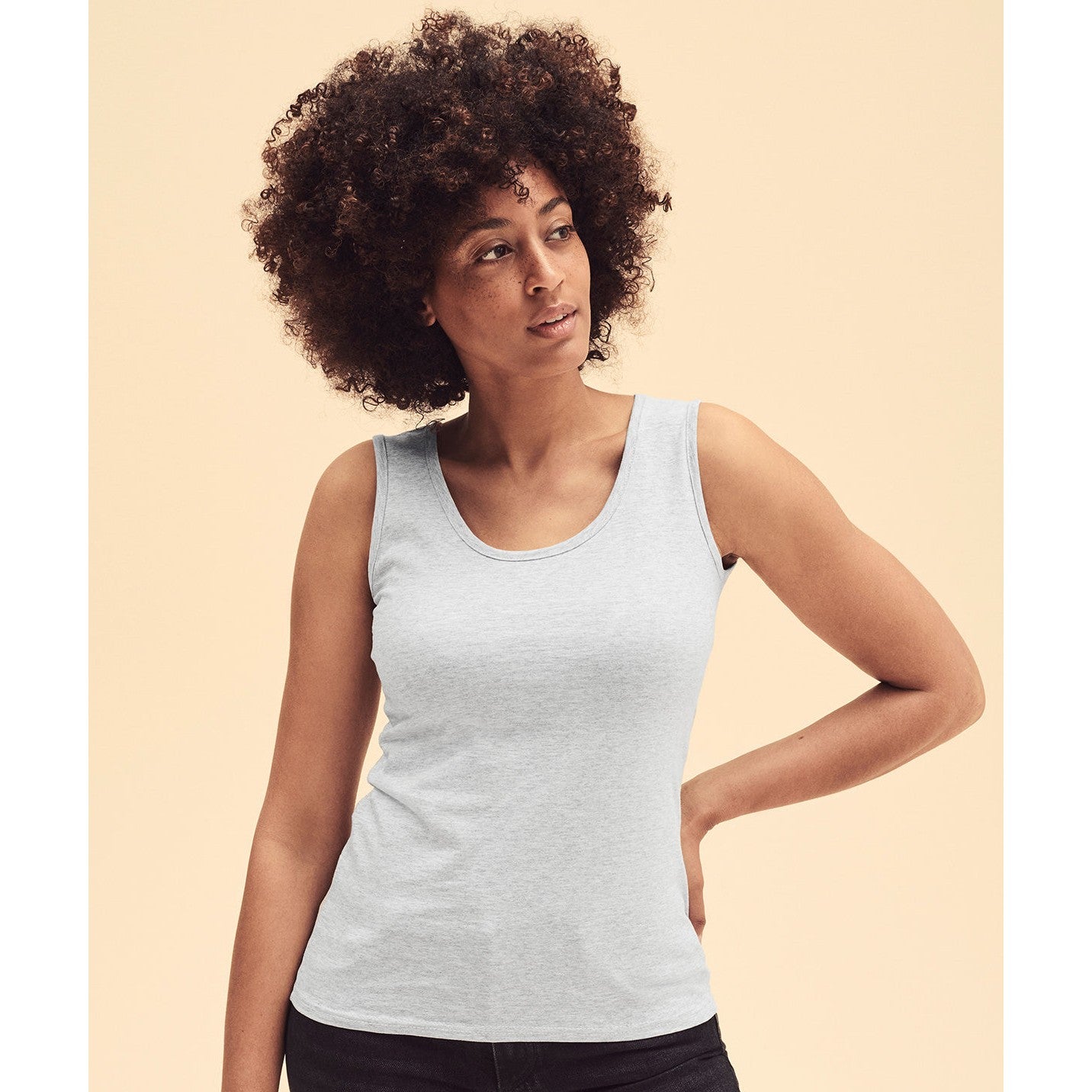 Fruit Of The Loom Women's Valueweight Vest Cotton Shaped Fit Self-Binding