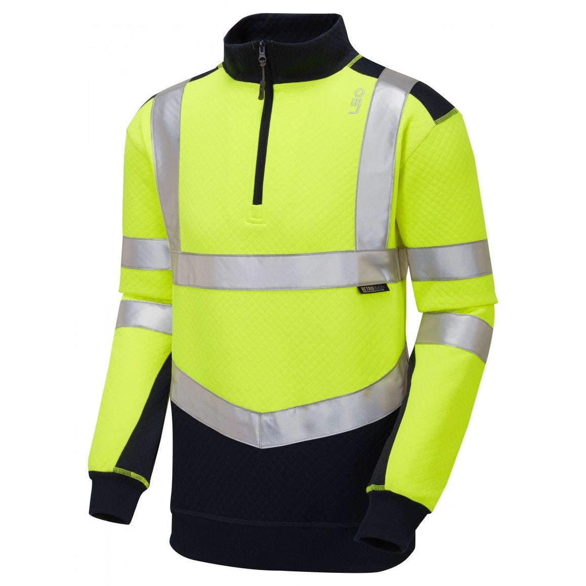 Leo Workwear EcoViz Dual Colour 1/4 Zip Sweatshirt 50% Cotton S-6XL