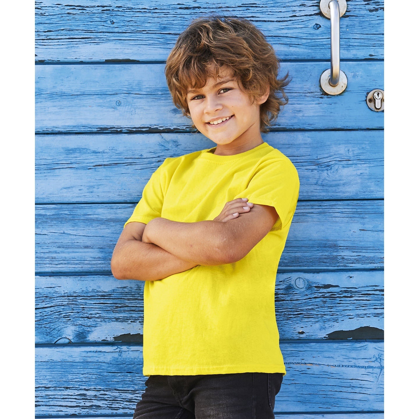 Fruit Of The Loom Kids Original T-Shirt Classic Olive Rib Crew Neck 100% Cotton
