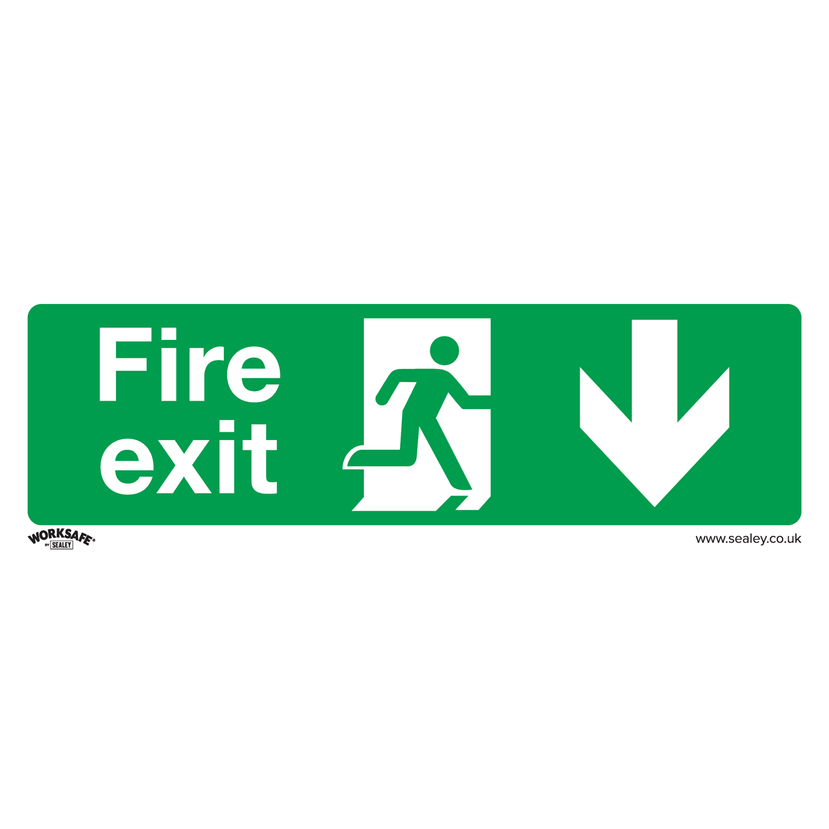 Sealey Fire Exit Down Safety Sign Rigid Plastic 300x100mm Pack of 10