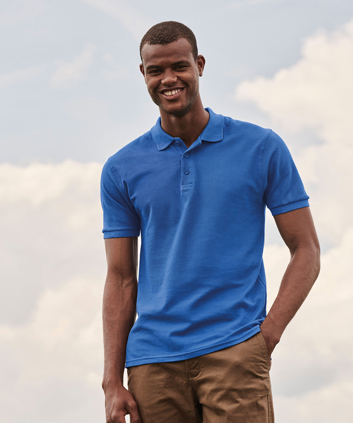Fruit Of The Loom Premium Polo Shirt Red 100% Cotton 3-Button Placket S-3XL