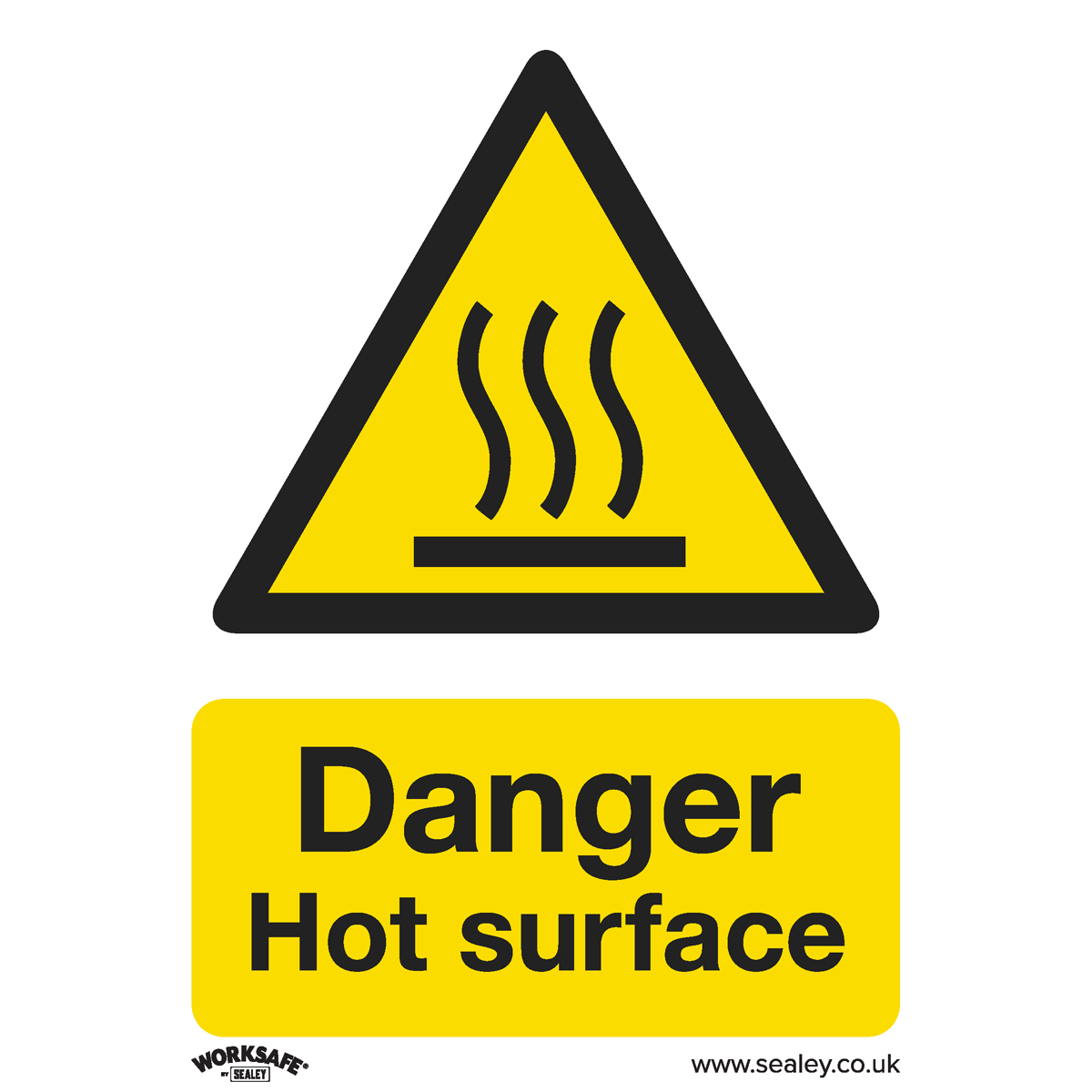 Sealey Danger Hot Surface Warning Sign Rigid Plastic Pack of 10 75x100mm