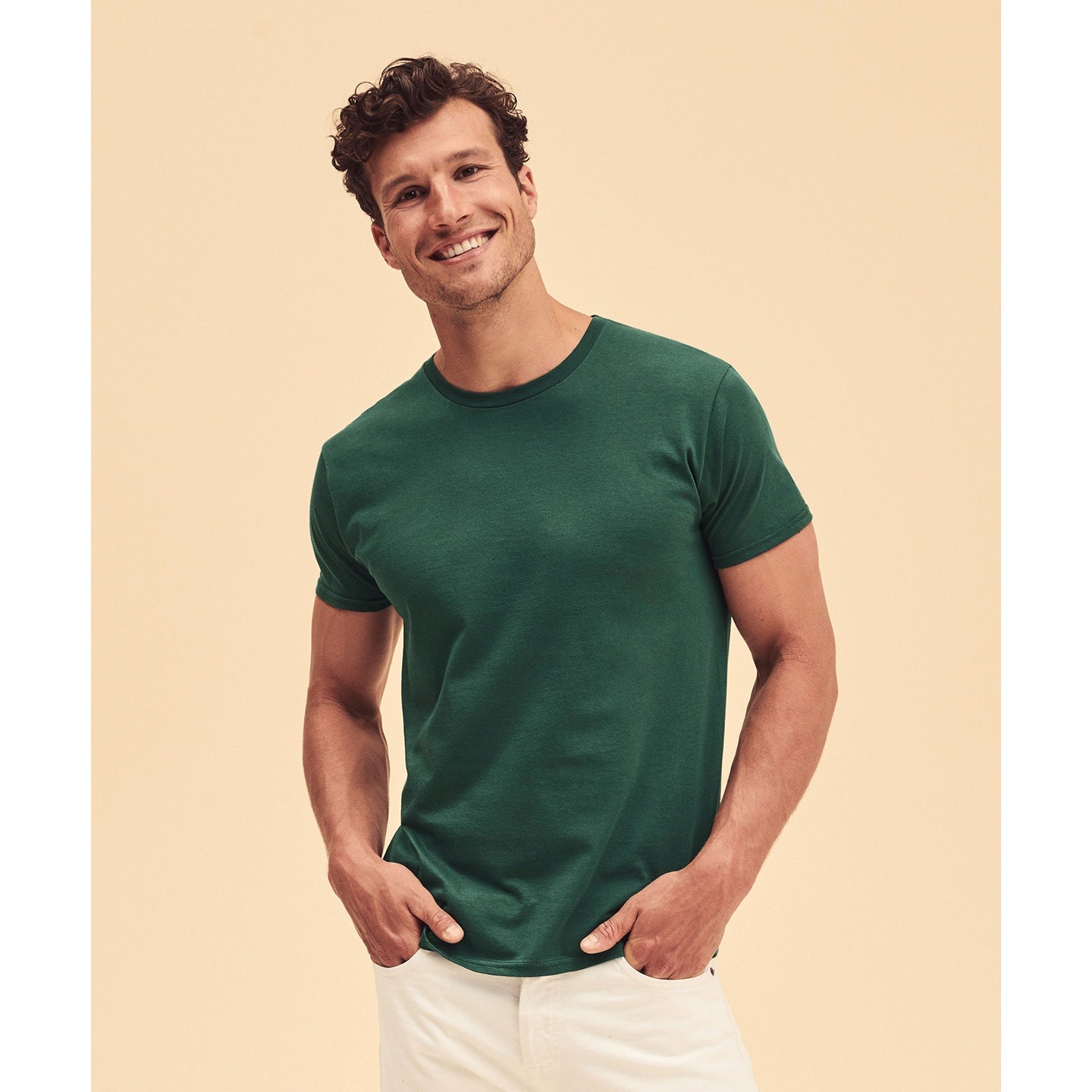 Fruit Of The Loom Iconic 150 T-Shirt Sage Slim Fit Combed Cotton Crew Neck