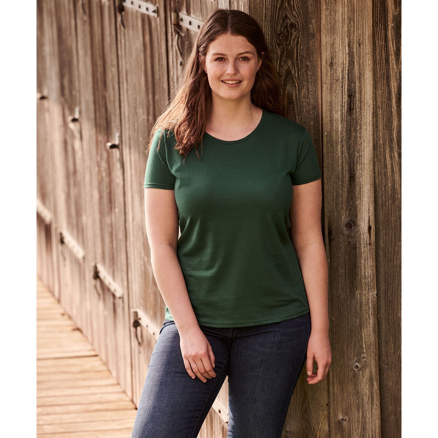 Fruit Of The Loom Women's Iconic T Shirt Red Soft Cotton Crew Neck Fashion Fit