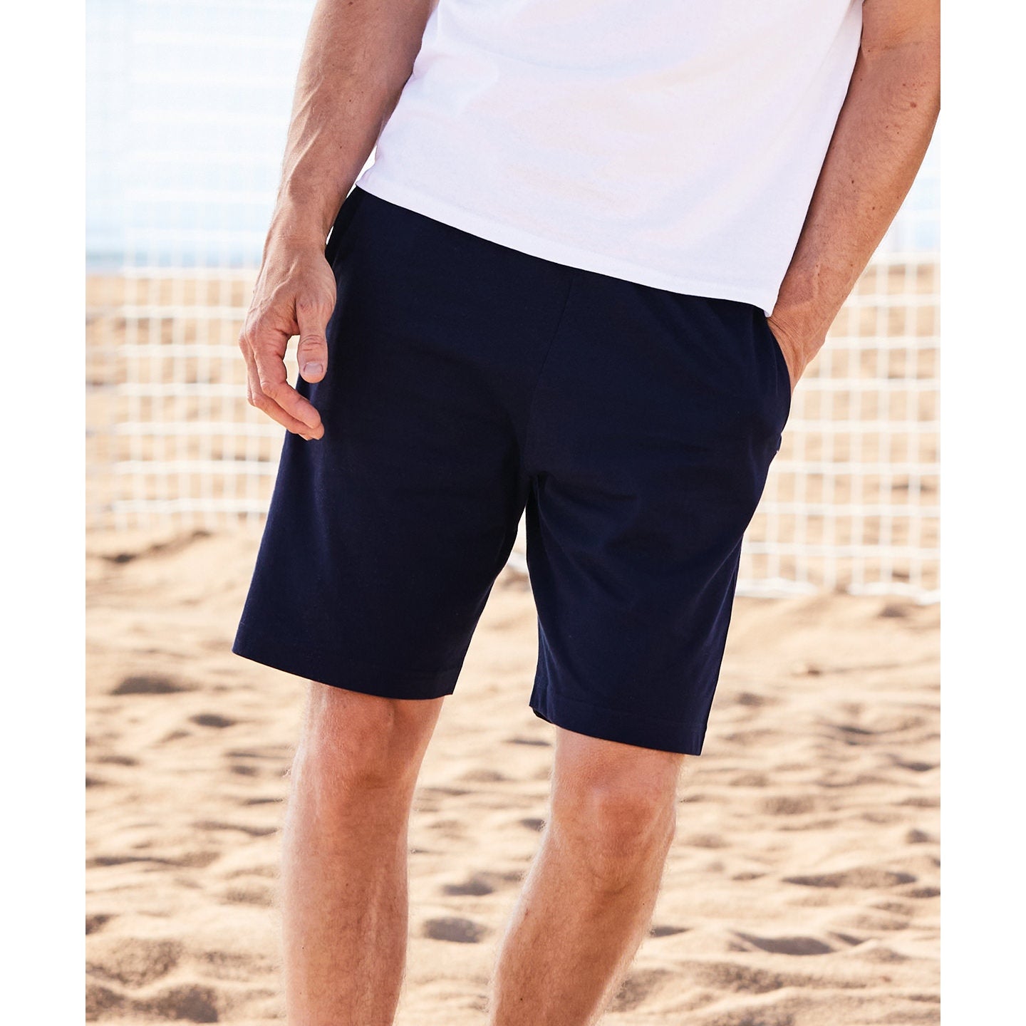Fruit Of The Loom Iconic 195 Jersey Shorts 100% Cotton Elastic Waist Pockets