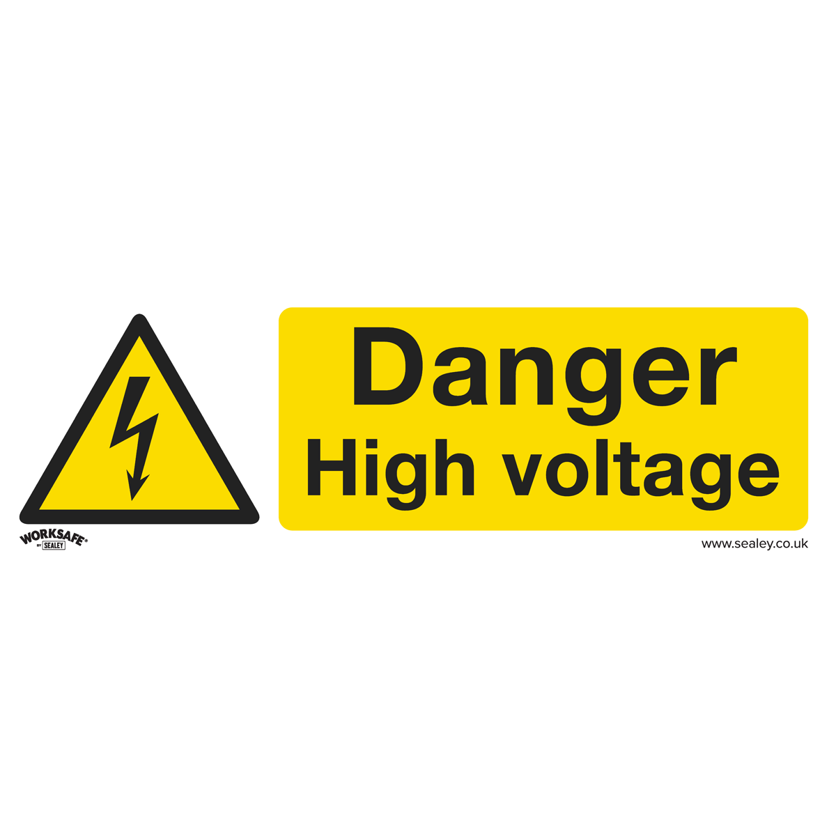 Sealey Danger High Voltage Safety Sign Pack of 10 Self-Adhesive Vinyl 300x100mm