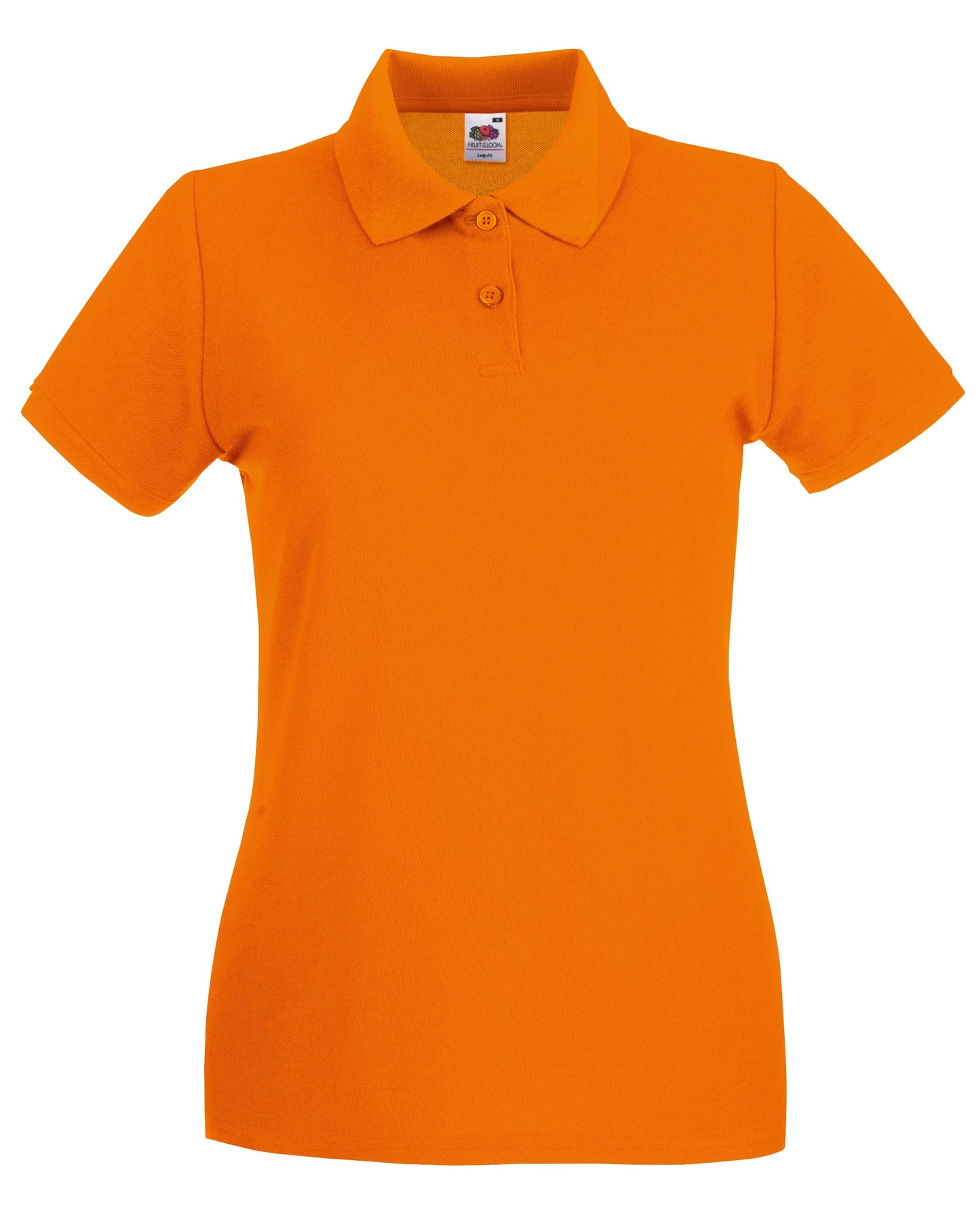 Fruit Of The Loom Women's Premium Polo Shirt Orange Feminine Fit Side Vents