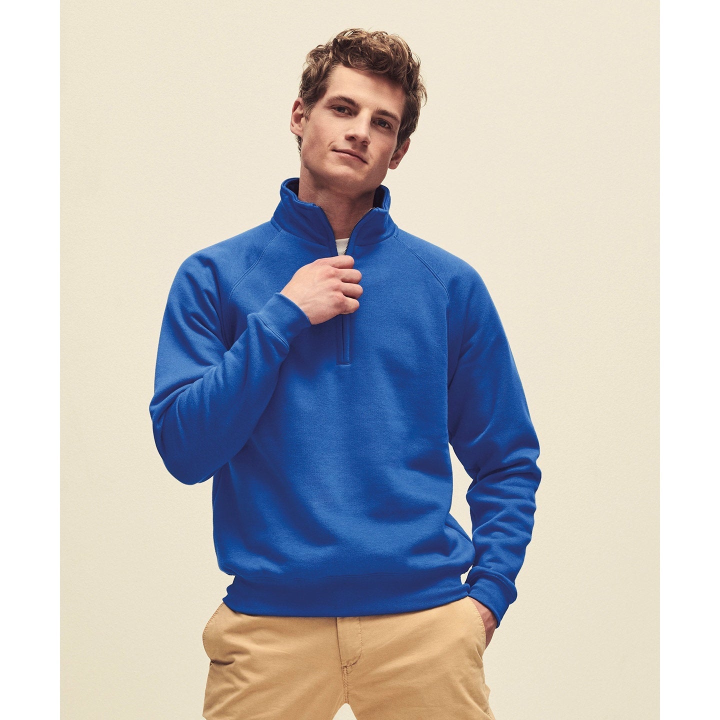 Fruit Of The Loom Premium 70/30 Zip-Neck Sweatshirt Cadet Collar Various Sizes