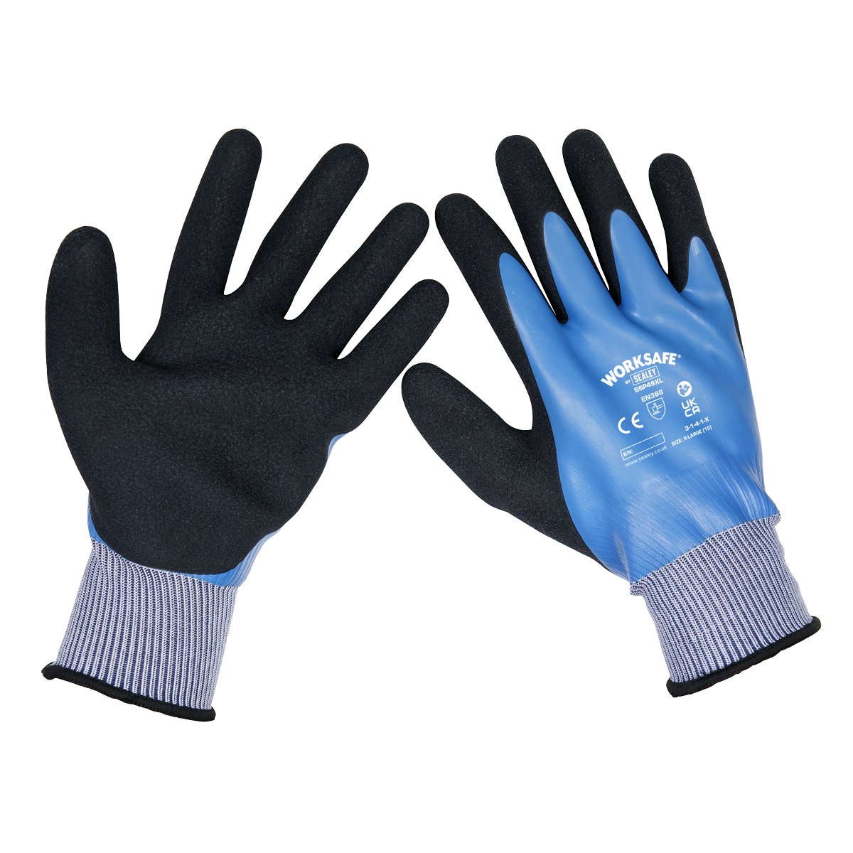 Sealey Waterproof Latex Gloves X-Large Pack of 6 Pairs Oil Grease Resistant