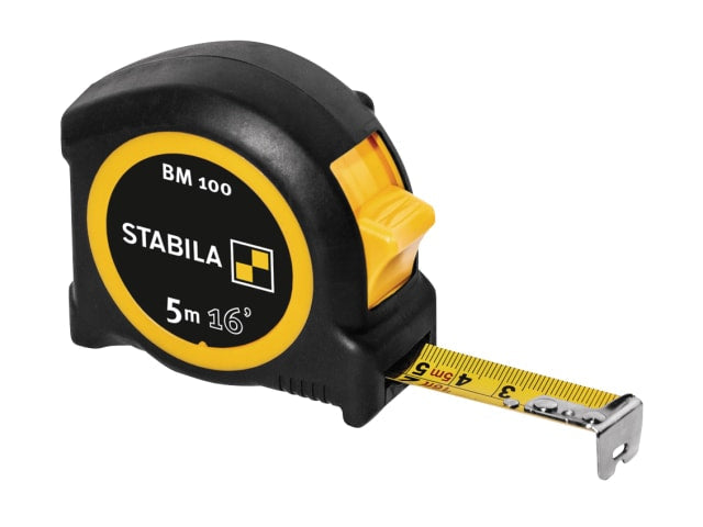 Stabila BM 100 Compact Pocket Tape 5m/16ft Shock-Absorbent Soft Grip