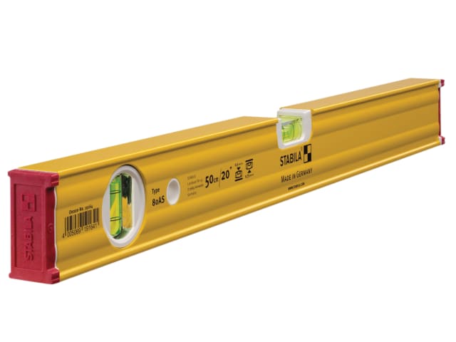 Stabila 80 AS Spirit Level 50cm 2 Vial High Accuracy Durable Aluminium Tool
