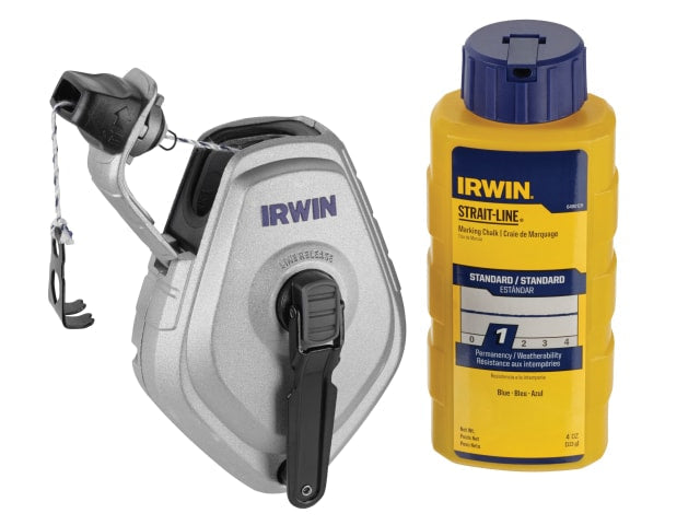 Irwin Strait-Line HPP Chalk Reel Set 30m with 113g Blue Chalk Durable Design