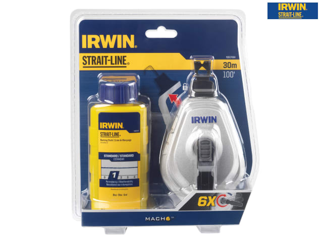 Irwin Strait-Line HPP Chalk Reel Set 30m with 113g Blue Chalk Durable Design