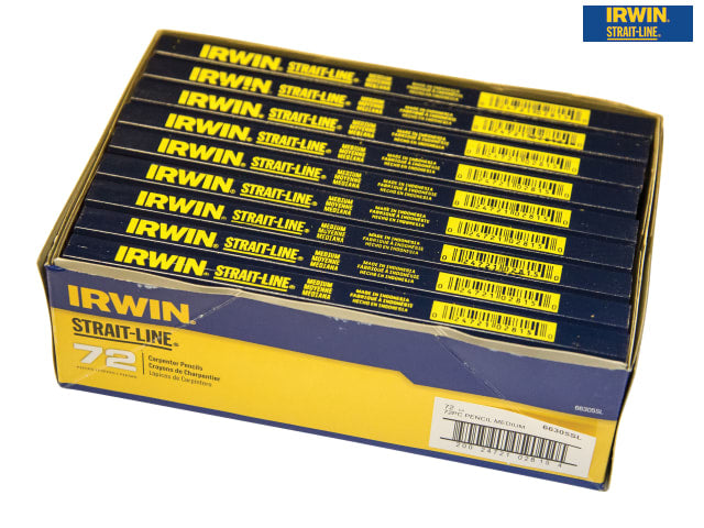 IRWIN Strait-Line Carpenter's Pencils Box of 72 Medium Lead Rectangular Profile