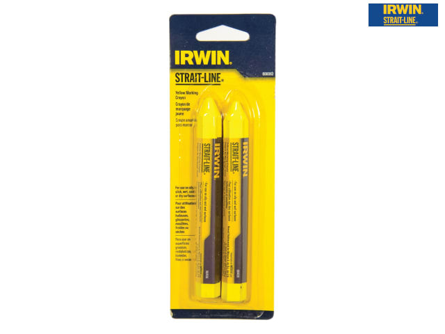 IRWIN Strait-Line Crayon Yellow Waterproof Non-Toxic for All Surfaces - 2 Pack