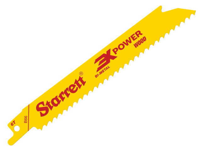 Starrett B66-5 Bi-Metal Reciprocating Blades 152mm 6 TPI Pack of 5 for Wood