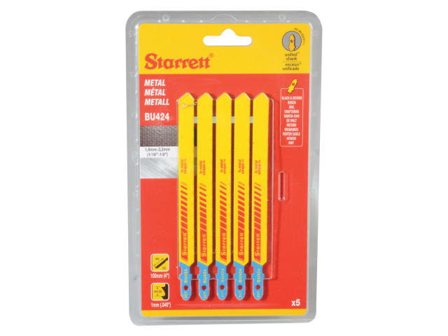 Starrett BU424-5 Metal Cutting Jigsaw Blades Pack of 5 TPI 24 Regular Wavy