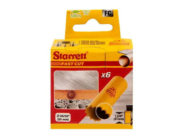 Starrett FCH2532 20mm Fast Cut Bi-Metal Holesaw Bulk Pack of 6 for Steel