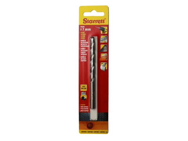 Starrett HSS Split Point Drill Bit 7.0mm x 109mm High Performance DIN 338