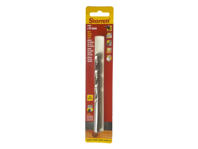 Starrett HSS Split Point Drill Bit 9.0mm x 125mm High Performance DIN 338