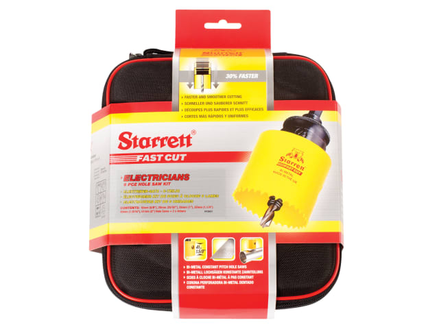 Starrett KFC06021 8 Piece Fast Cut Bi-Metal Electrician's Holesaw Kit