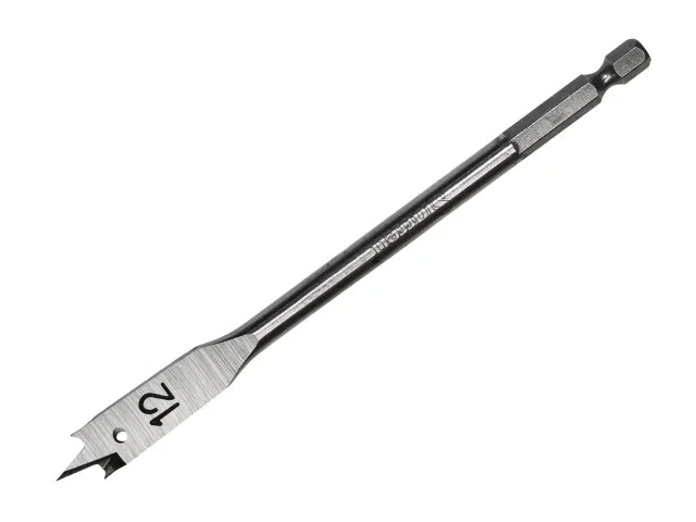 Starrett 12mm Flat Wood Drill Bit 152mm Length Twin Spurs Hex Shank