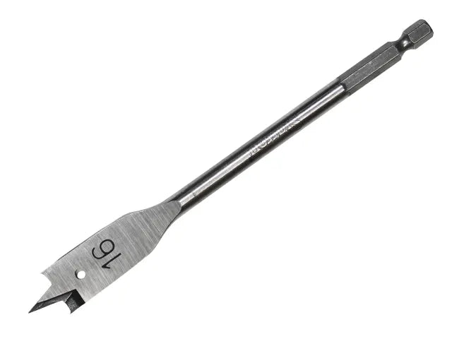 Starrett 16mm Flat Wood Drill Bit 152mm Length Twin Spurs Hex Shank