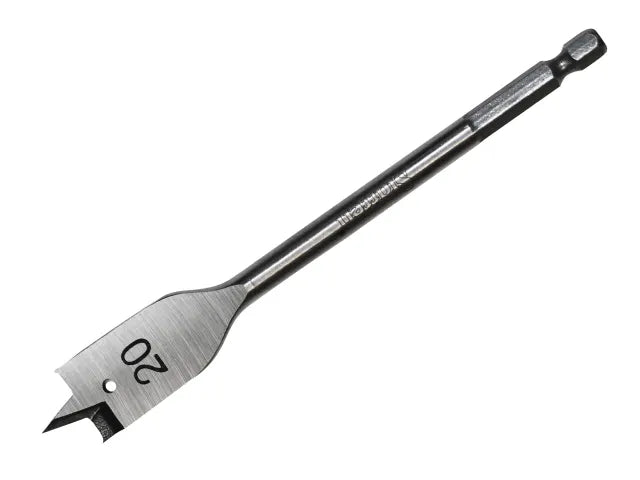 Starrett 20mm Flat Wood Drill Bit 152mm Length Twin Spurs Hex Shank