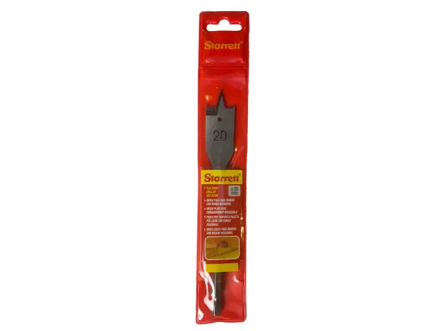Starrett 20mm Flat Wood Drill Bit 152mm Length Twin Spurs Hex Shank