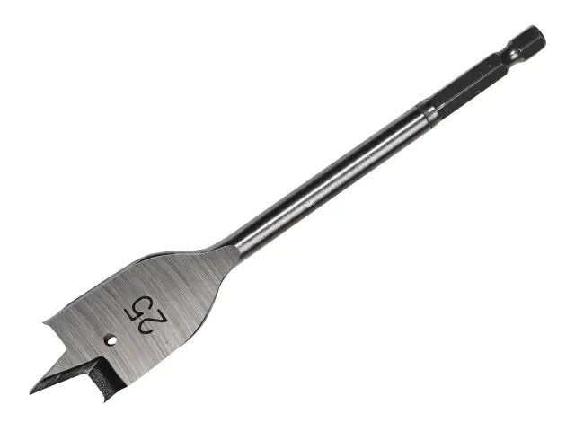 Starrett 25mm Flat Wood Drill Bit 152mm Length Twin Spurs Hex Shank