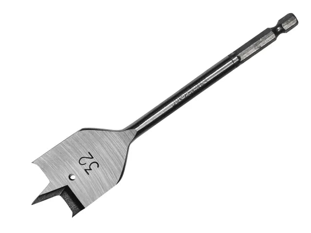 Starrett 32mm Flat Wood Drill Bit 152mm Length Twin Spurs Hex Shank