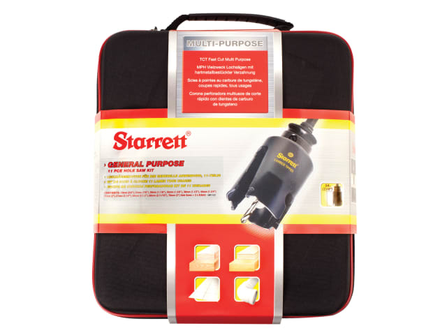 Starrett KMP11021 13 Piece TCT Holesaw Kit for Wood, MDF, Plastics, Tiles