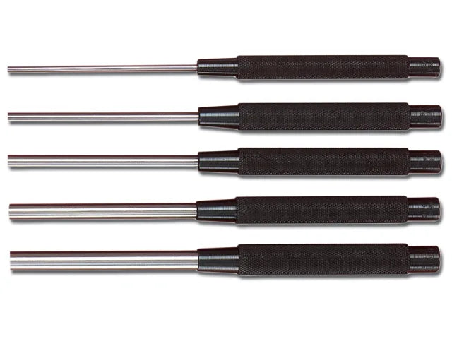 Starrett S248PC Long Pin Punch Set 5 Piece Extra Long Knurled Grip 200mm