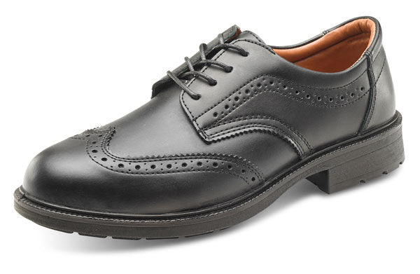 Beeswift Brogue Shoe S1 Black Steel Toe Anti-Static Slip Resistant Leather