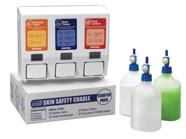 Swarfega Skin Safety Cradle Skincare Kit +Protect Cream, Hand Cleaner, Sanitiser